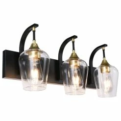 Chandelierias Mid-Century Modern 3-Light Glass Shaded Vanity Light