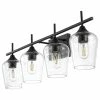 GETLEDEL 4-Light Dimmable Vanity Light With Seeded Glass Shades, Matte Black