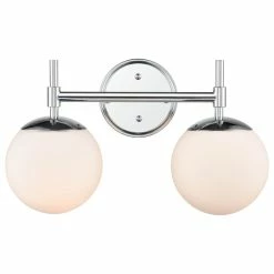 Millennium Lighting Inc 2 Light 15.5" Chrome Bathroom Vanity Light With Opal Glass Shades