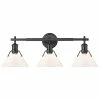 Golden Lighting Orwell 3 Light Bath Vanity, Matte Black With Opal Glass