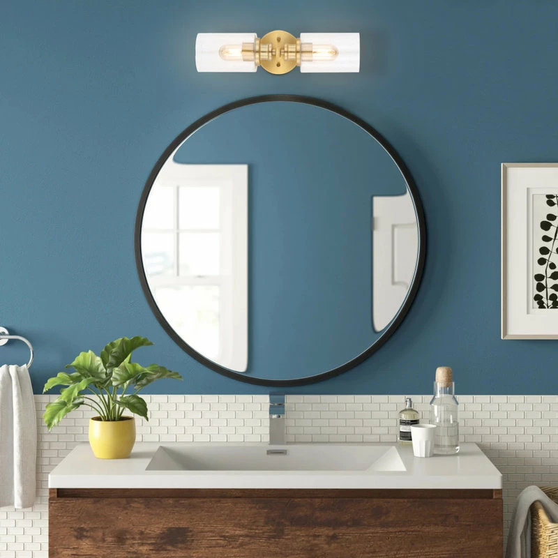 JONATHAN Y Jules Edison 16.5" 2-Light Seeded Glass LED Vanity, Brass Gold 2 JONATHAN Y Jules Edison 16.5" 2-Light Seeded Glass LED Vanity, Brass Gold - Image 2