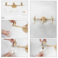 LNC Lighting LNC 3-Light Modern/Comtempoary Gold Globe Glass Shade Bathroom Vanity Light -home bar shop 85e10831036c7607 6130 w800 h800 b1 p0