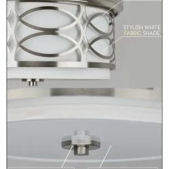 Kira Home Sienna Metal Drum Ceiling Light, Glass Diffuser, Brushed Nickel, Flush -home bar shop 85f131d00d79a91b 9026 w800 h800 b0 p0