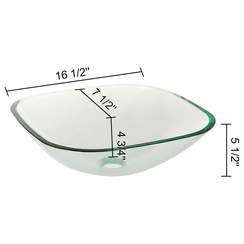 Aquaterior 2 Pcs Square Tempered Glass Above Counter Vessel Bowl Vanity Sink 4 Aquaterior 2 Pcs Square Tempered Glass Above Counter Vessel Bowl Vanity Sink - Image 4