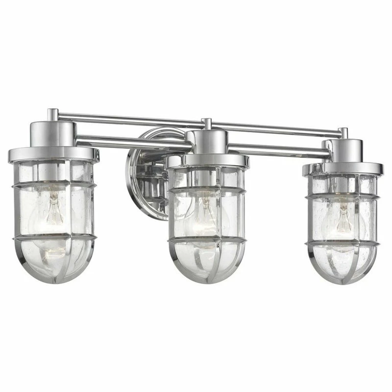 Destination Lighting Seeded Glass Bathroom Light Chrome Cage 3 Lt 2 Destination Lighting Seeded Glass Bathroom Light Chrome Cage 3 Lt - Image 2