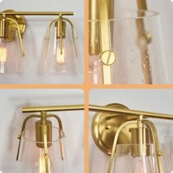 Kira Home Branson 22" Farmhouse Bathroom Light, Seeded Glass Cone Shades -home bar shop 87111f530357b151 8434 w800 h800 b0 p0