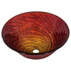 Decor Love Unique Bathroom Sink & Pop Up Drain, Patterned Red Glass Bowl, Oil Rubbed Bronze -home bar shop 874183090037b2bb 1342 w800 h800 b1 p0