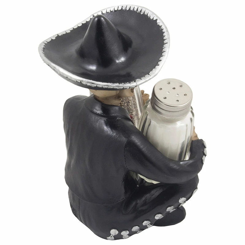 DWK Corp. Dia De Los Muertos Mariachi Skeleton Glass Salt And Pepper Shaker 3-Piece Set 4 DWK Corp. Dia De Los Muertos Mariachi Skeleton Glass Salt And Pepper Shaker 3-Piece Set - Image 4