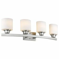 CHLOE Lighting, Inc. Aaliyah 4-Light Brushed Nickel Bath Vanity-Light Opal White Glass 32"