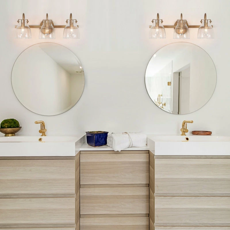 LNC Lighting LNC 21" Modern 3-Light Gold Bathroom Vanity Light With Glass 5 LNC Lighting LNC 21" Modern 3-Light Gold Bathroom Vanity Light With Glass - Image 5
