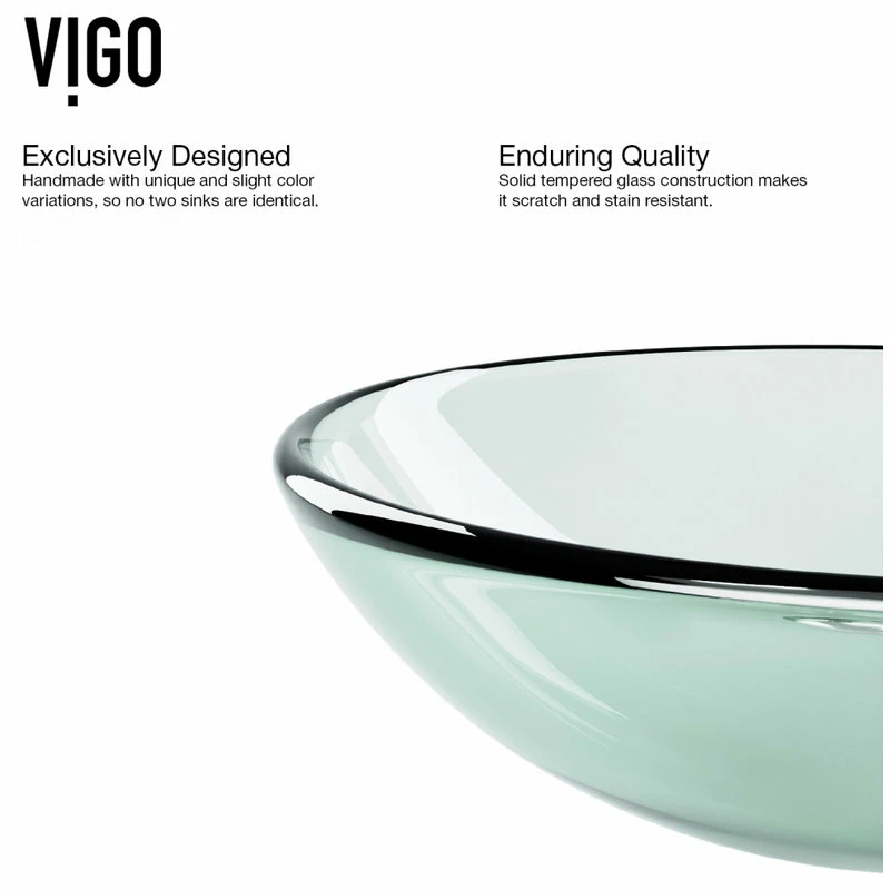 VIGO Crystalline Glass Vessel Sink And Linus Vessel Faucet, Brushed Nickel 11 VIGO Crystalline Glass Vessel Sink And Linus Vessel Faucet, Brushed Nickel - Image 11