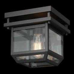 Globe Electric Sorrell 1-Light Bronze Outdoor Flush Mount Ceiling Light With Clear Glass Shade -home bar shop 8881b80801819e9f 0484 w800 h800 b0 p0