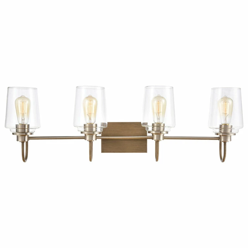 Elk Home Bakersfield 4-Light Vanity Light, Light Wood With Clear Glass 2 Elk Home Bakersfield 4-Light Vanity Light, Light Wood With Clear Glass - Image 2
