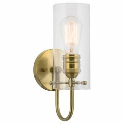 Kira Home Inara 12" Farmhouse Wall Sconce, Gooseneck Bathroom Light, Glass