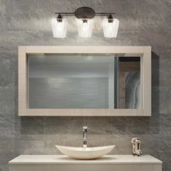 JONATHAN Y Jayne 1-Light Iron/Glass Cottage LED Vanity Light, Oil Bronze, Width: 23" -home bar shop 8a31e0ff03c9bd36 0375 w800 h800 b0 p0