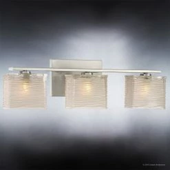 Urban Ambiance Luxury Modern Nickel Ribbed Glass Bathroom Light, UQL2722, San Diego Collection -home bar shop 8ac1d1510df28bf8 2540 w800 h800 b0 p0
