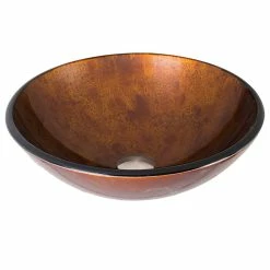 VIGO Glass Vessel Bathroom Sink, Russet Glass