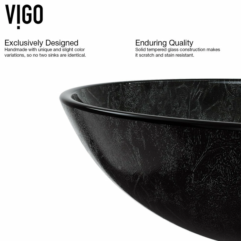 VIGO Gray Onyx Round Glass Vessel Bathroom Sink Set With Dior Vessel Faucet 11 VIGO Gray Onyx Round Glass Vessel Bathroom Sink Set With Dior Vessel Faucet - Image 11