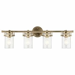 Kichler Brinley 32.5" 4 Light Vanity Light, Clear Glass, Champagne Bronze -home bar shop 8b91c0a203bc5c20 1976 w800 h800 b1 p0