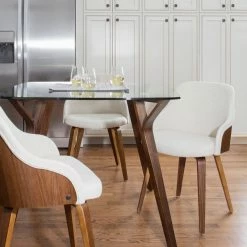 Lumisource Folia Dining Table With Walnut And Clear Glass Finish DT-FOLIA WL+CL -home bar shop 8ba1e4110becb9a6 5743 w800 h800 b0 p0