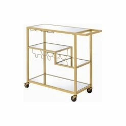 ACME Furniture Adamsen Glass Top Serving Cart In Gold