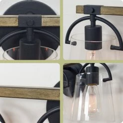 Kira Home Raphael 23" Farmhouse / Bathroom Light, Glass Shade, Smoked Birch Wood 11 Kira Home Raphael 23" Farmhouse / Bathroom Light, Glass Shade, Smoked Birch Wood -home bar shop 8c913bf902319174 8434 w800 h800 b0 p0