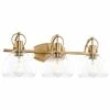 Kira Home Walford 25" 3-Light Bathroom Light + Glass Shades, Warm Brass