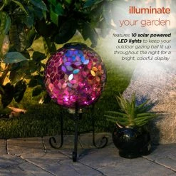 Alpine Corporation Outdoor Solar Powered Glass Mosaic Gazing Globe With Metal Stand, Purple -home bar shop 8e5181030fcaa0c3 3490 w800 h800 b0 p0