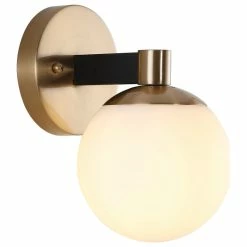 JONATHAN Y Modernist Globe Metal/Frosted Glass LED Vanity, 1-Light