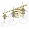 GETLEDEL 3-Light Vanity Light Sconce With Seeded Glass Shades, Gold