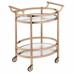 Acme Furniture Acme Lakelyn Serving Cart, Clear Glass And Rose Gold