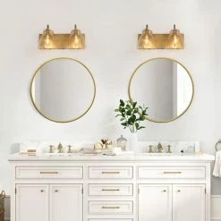 LNC Lighting LNC 3-Light Modern Gold Bathroom Vanity Lights With Clear Glass -home bar shop 8ff19049028efa15 4054 w800 h800 b0 p0