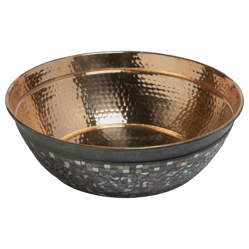 SINKOLOGY Bardeen 16" Copper Vessel Sink, Naked Copper Sink With Glass Mosaics 1 SINKOLOGY Bardeen 16" Copper Vessel Sink, Naked Copper Sink With Glass Mosaics
