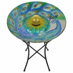 Versanora Solar Bird Bath Lights Outdoor Glass Peacock