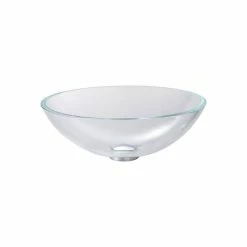 Kraus USA, Inc. Crystal Clear 16 1/2" Glass Vessel Bathroom Sink, Drain, Mounting Ring, Nickel