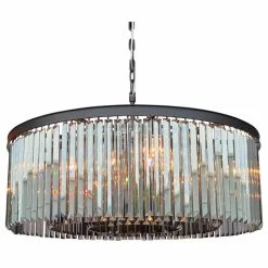 Lightupmyhome D'Angelo 12-Light Round Glass Crystal Chandelier, 3 Rows, Smoked G