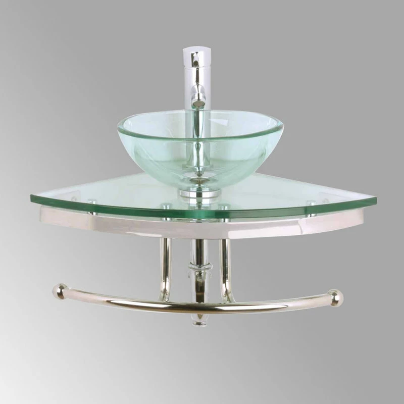 Renovators Supply Manufacturing Glass Wall Mount Bathroom Vessel Sink Round Corner With Chrome Faucet Towel Bar 1 Renovators Supply Manufacturing Glass Wall Mount Bathroom Vessel Sink Round Corner With Chrome Faucet Towel Bar