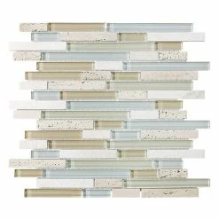 Anatolia Bliss Bliss Spa Stone And Glass Linear Mosaic Tile, 12"x12" Sheet