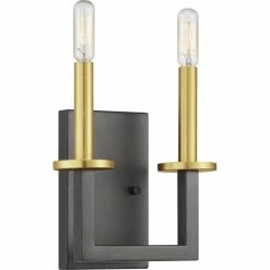 Progress Lighting Blakely Collection 2-Light Graphite Clear Pattern Glass Modern Bath Vanity Light