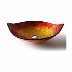 HOMARY Hot Melted Red/Gold Leaf Shaped Tempered Glass Vessel Sink Waterfall Faucet Set -home bar shop 9301eea00230680a 5735 w800 h800 b1 p0