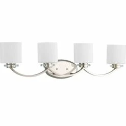 Progress Lighting Nisse Collection 4-Light Polished Nickel Bath Light With K9 Glass Accents