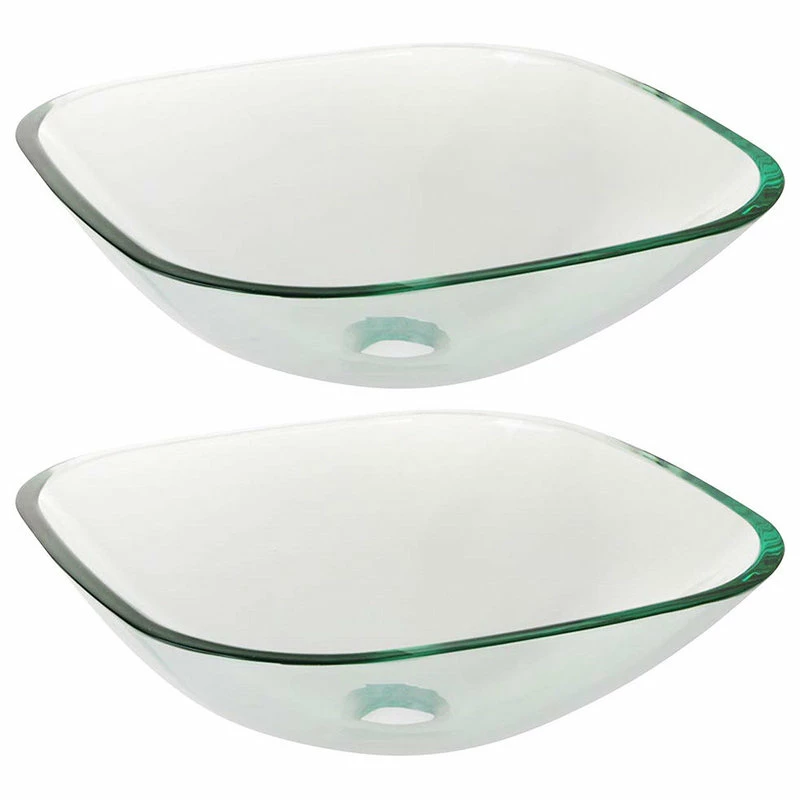 Aquaterior 2 Pcs Square Tempered Glass Above Counter Vessel Bowl Vanity Sink 1 Aquaterior 2 Pcs Square Tempered Glass Above Counter Vessel Bowl Vanity Sink