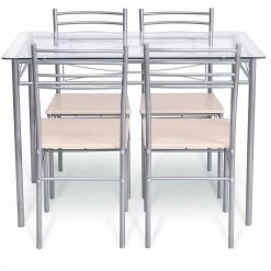 Costway 5 Piece Dining Set Table And 4 Chairs Glass Top Kitchen Furniture -home bar shop 94014df40bc9727c 9856 w800 h800 b1 p0