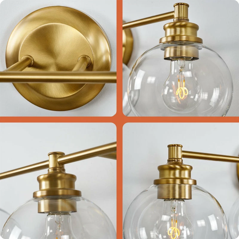 Kira Home Odette 30" 4-Light Bathroom Light, Glass Globe Shades + Warm Brass 5 Kira Home Odette 30" 4-Light Bathroom Light, Glass Globe Shades + Warm Brass - Image 5
