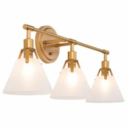 LALUZ 3-Light Antique Brushed Gold Modern Vanity Light With Frosted Glass Shade -home bar shop 94715d0003117f42 5941 w800 h800 b1 p0