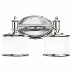 Vaxcel Carlisle 1-Light Vanity, Chrome, White Frosted Opal Glass, 2-Light