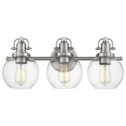 Lighting Favorites 3 Light Retro Modern Clear Glass Vanity Bath Fixture, Satin Nickel -home bar shop 9531f23801fafa4f 3852 w800 h800 b1 p0