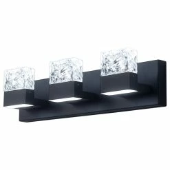Aiwen 3-Light Vintage Shaped Glass Wall Light Bathroom Vanity Lighting Fixture, Black