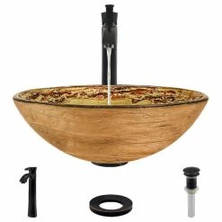 Rene R5-5029-R9-7006 16-1/2" Glass Vessel Bathroom Sink - Foil Undertone /