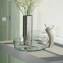 Rene R5-5024 Clear Glass Vessel Bathroom Sink, R9-7001 Faucet, Antique Bronze, Brushe -home bar shop 95c13a040c891960 1341 w800 h800 b0 p0